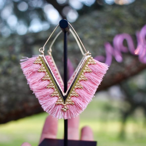 Anthropologie Fringe Tassels Hoop Earrings - Picture 10 of 14